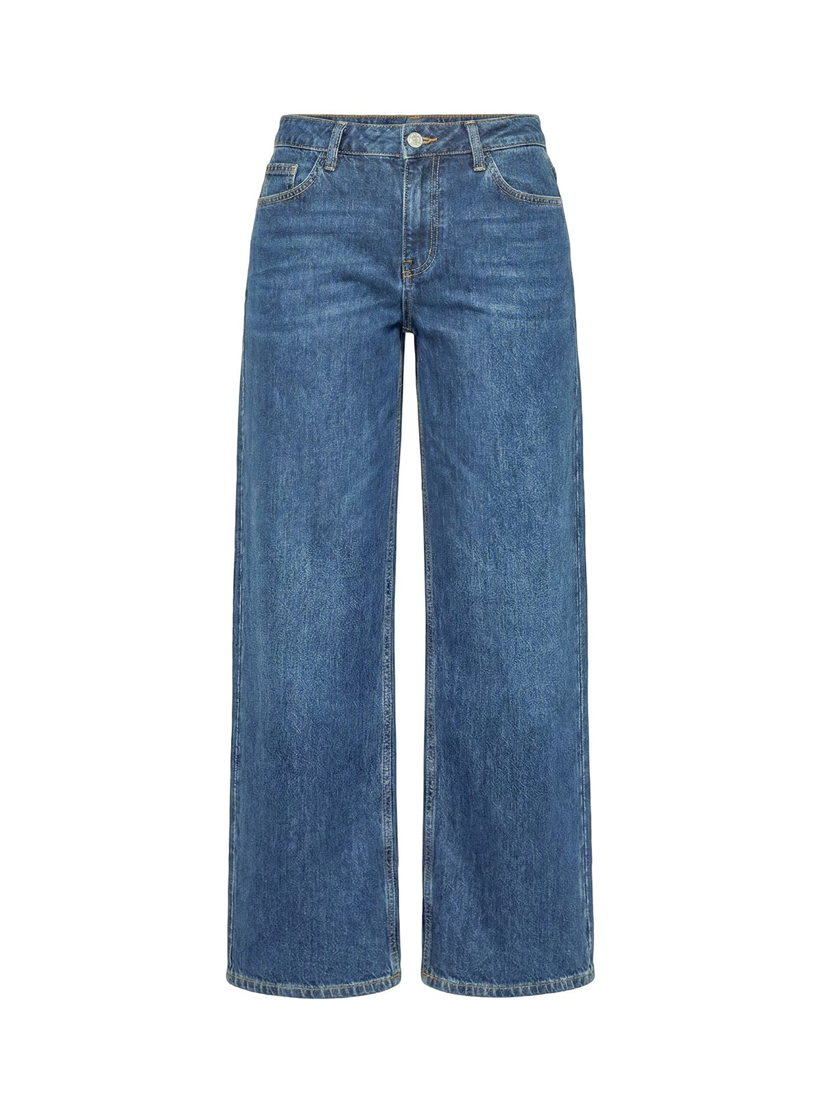 Ramos Low Rise Wide Leg Jeans Mittelblaue Waschung