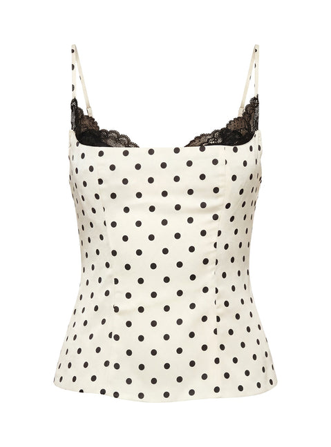 Renaissance Corset Lace Top White Polka Dot