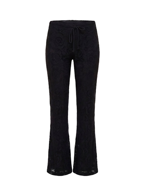 Rosadonna Lace Flare Pants Black