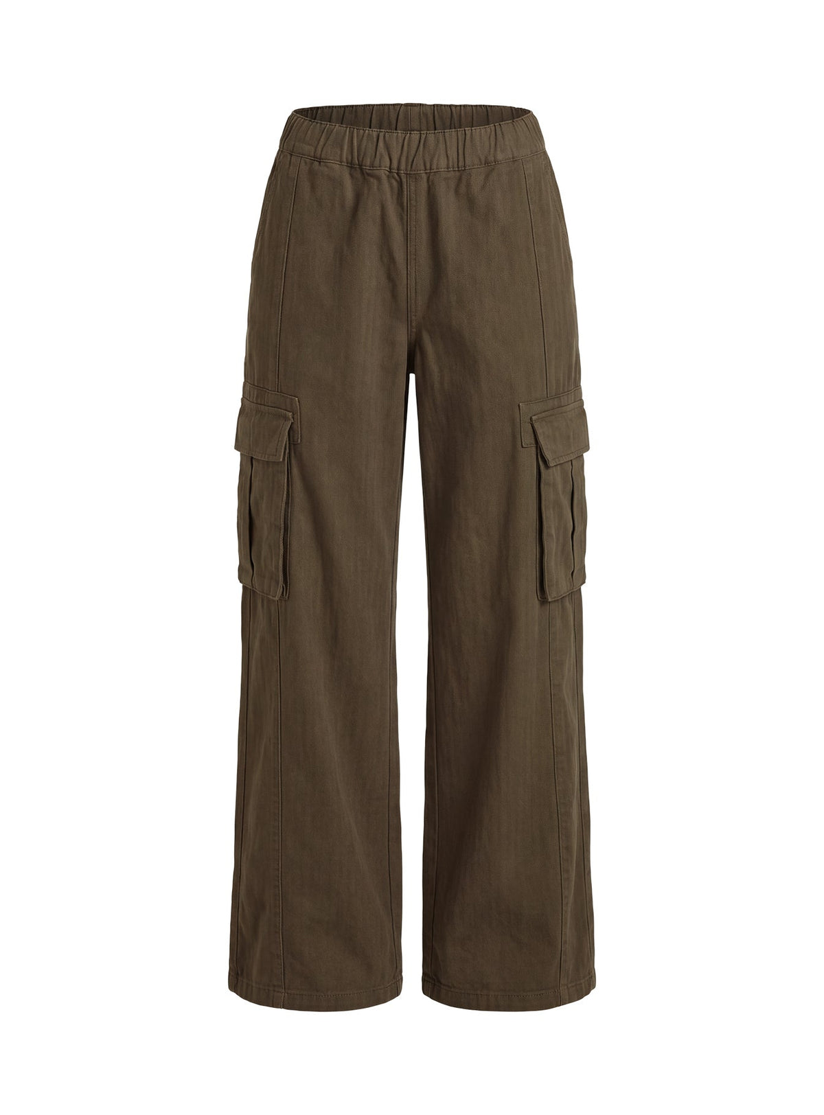 Scarletta Ultra Wide Elasticated Waist Cargo Pants Khaki