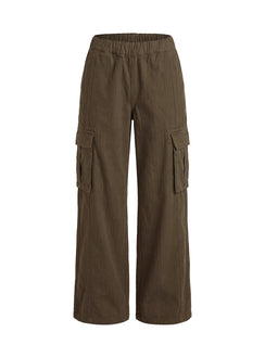Scarletta Ultra Wide Elasticated Waist Cargo Pants Khaki