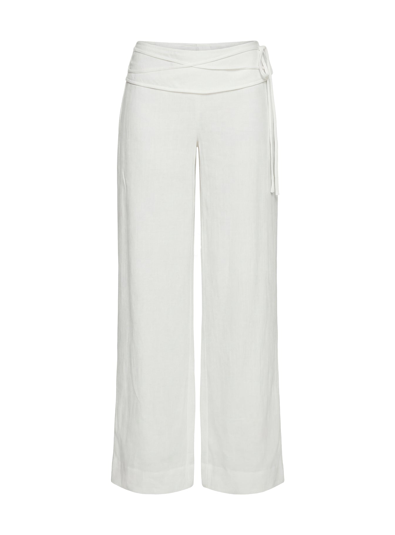 Silver Moon Linen Blend Tie Trousers White