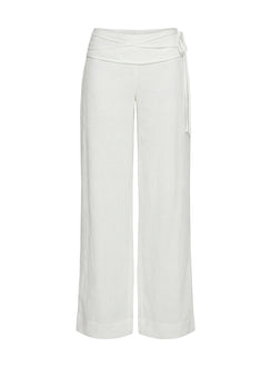 Silver Moon Linen Blend Tie Trousers White