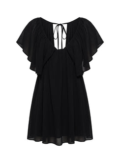 Sun Spirit Plunge Flowy Romper Black