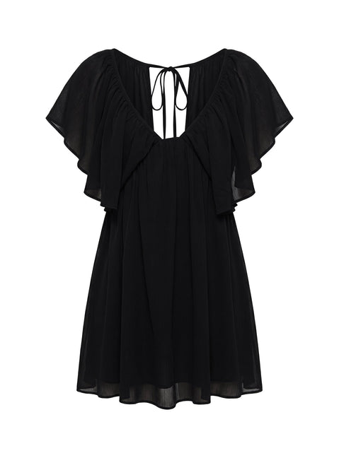 Sun Spirit Plunge Flowy Romper Black