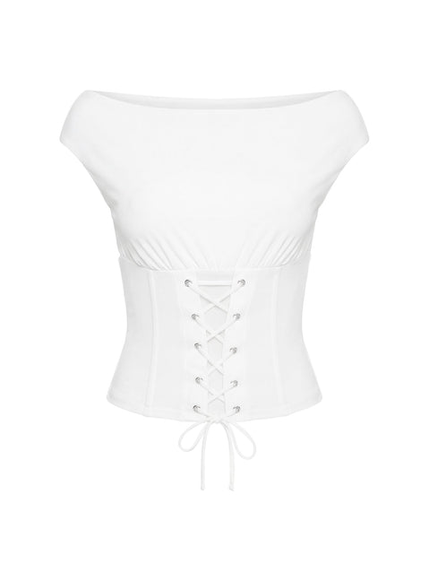 Unbothered Corset Top White