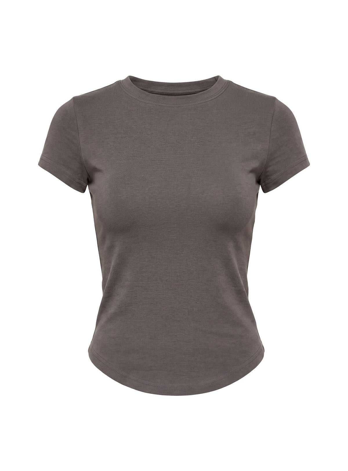 Valentinna Short Sleeve Curved Hem Top Grey