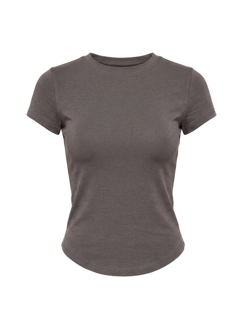 Valentinna Short Sleeve Curved Hem Top Grey