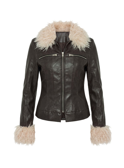 West Coaster Faux Leather Fitted Jacket Black