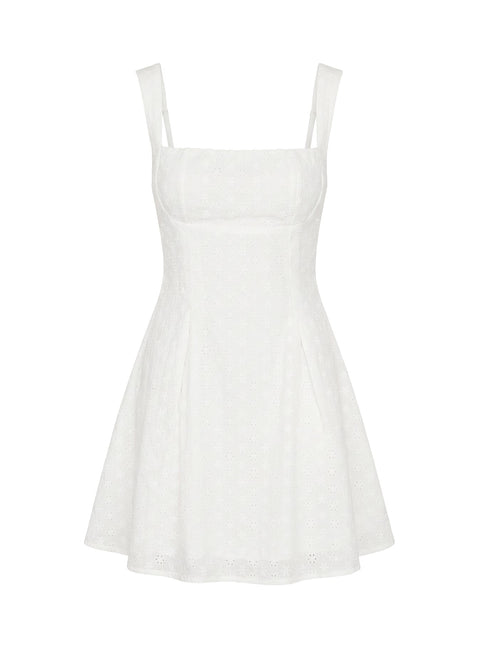 Xanthus Embroidered Mini Dress White
