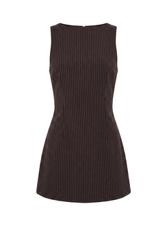 Yumiko Romper Brown Pinstripe Tall