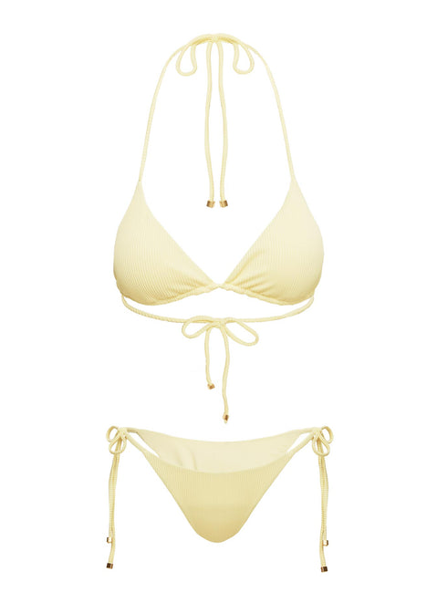 Nevaeh Ribbed Triangle Bikini Top Yellow