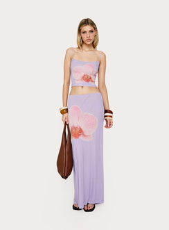 Discover the Golden Visions Maxi Skirt Purple Orchid womens-skirts in maxi length front view of model wearing Princess Polly