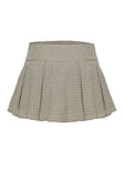 Hariette Pleat Mini Skirt Brown Plaid