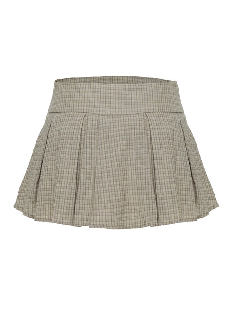 product Princess Polly Hariette Pleat Mini Skirt Brown Plaid Mini Skirts 