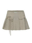 Hariette Pleat Mini Skirt Brown Plaid