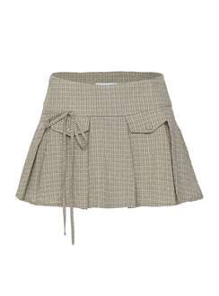 product Princess Polly Hariette Pleat Mini Skirt Brown Plaid Mini Skirts 