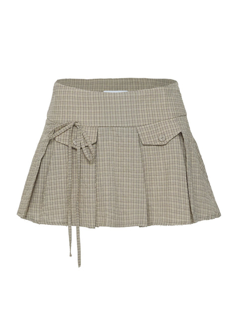 product Princess Polly Hariette Pleat Mini Skirt Brown Plaid Mini Skirts 