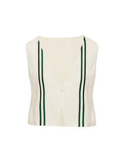 product Princess Polly Heenny Vest Top White / Green Sleeveless Plunger 