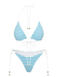 Glora Tie Side Bikini Bottom White Blue / White