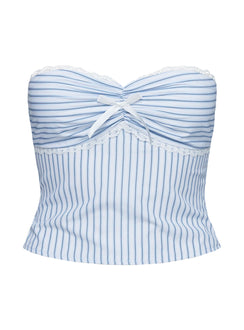 product Princess Polly Into The Groove Strapless Top Blue Stripe Sleeveless Sweetheart 