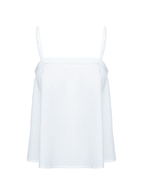 Invisible String Lace Sleep Top White