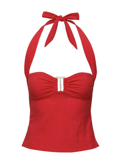 product Princess Polly Isabetta Halter Top Red Sleeveless Sweetheart 