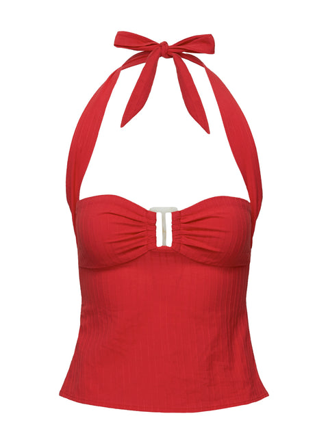 product Princess Polly Isabetta Halter Top Red Sleeveless Sweetheart 