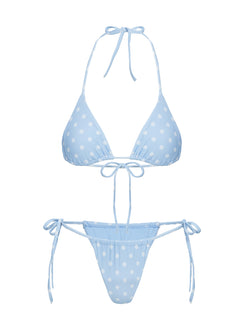 Jenner Triangle Bikini Top Blue / Polka Dot