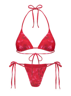 Jenner Triangle Bikini Top Red Floral