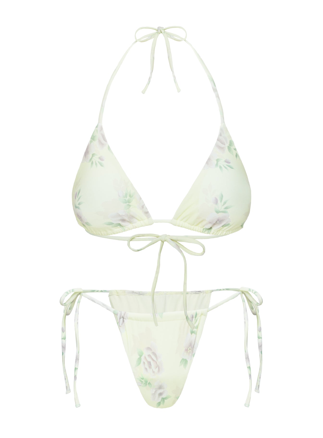 Jenner Tie Side Ruched Bikini Bottom Yellow / Purple Floral