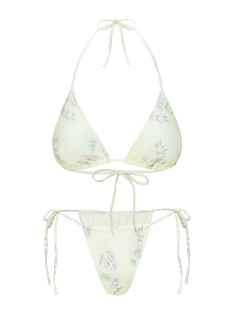 Jenner Tie Side Ruched Bikini Bottom Yellow / Purple Floral