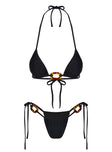 Jenner Triangle Bikini Ring Top Black