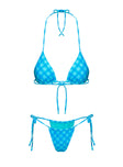 Jenner Triangle Bikini Top Blue Check