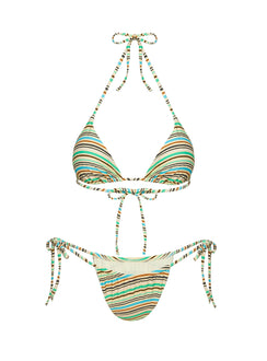 Jenner Triangle Bikini Top Green Stripe