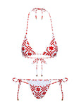 Jenner Triangle Bikini Top Red Check