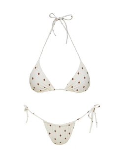 Jenner Triangle Bikini Top White Diamond
