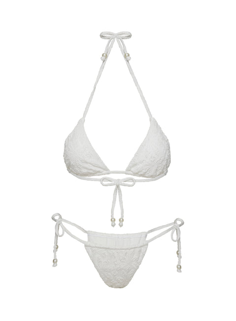 Jenner Triangle Bikini Top White Flower