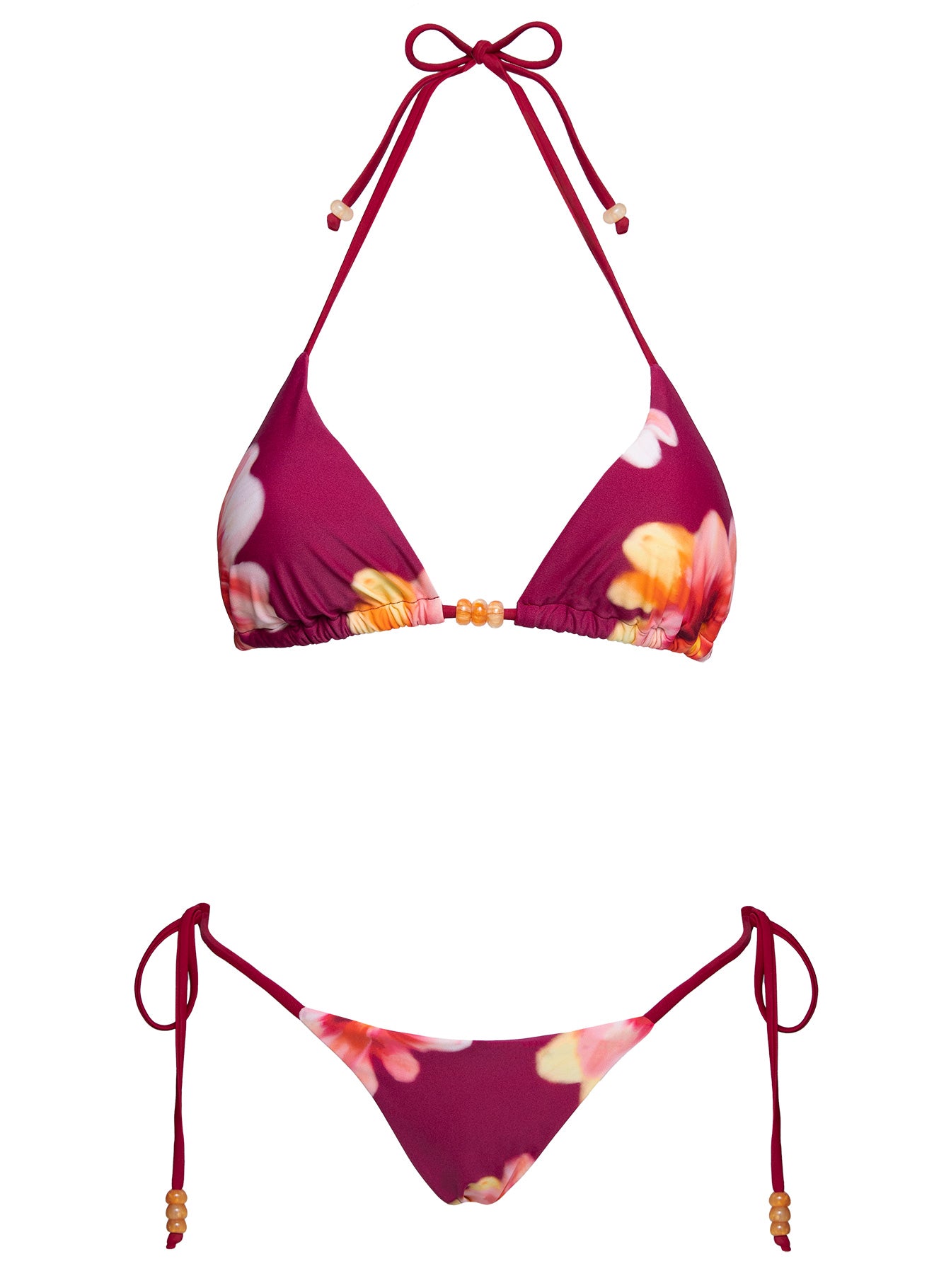 Jenner Triangle Bikini Top Burgundy Floral
