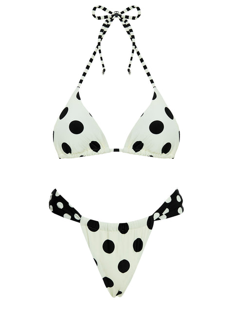 Jenner High Side Bikini Bottom Cream / Polka Dot