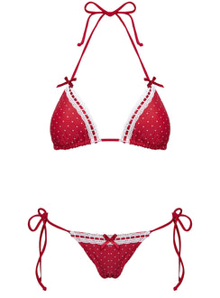Jenner Triangle Bikini Top Red Polka