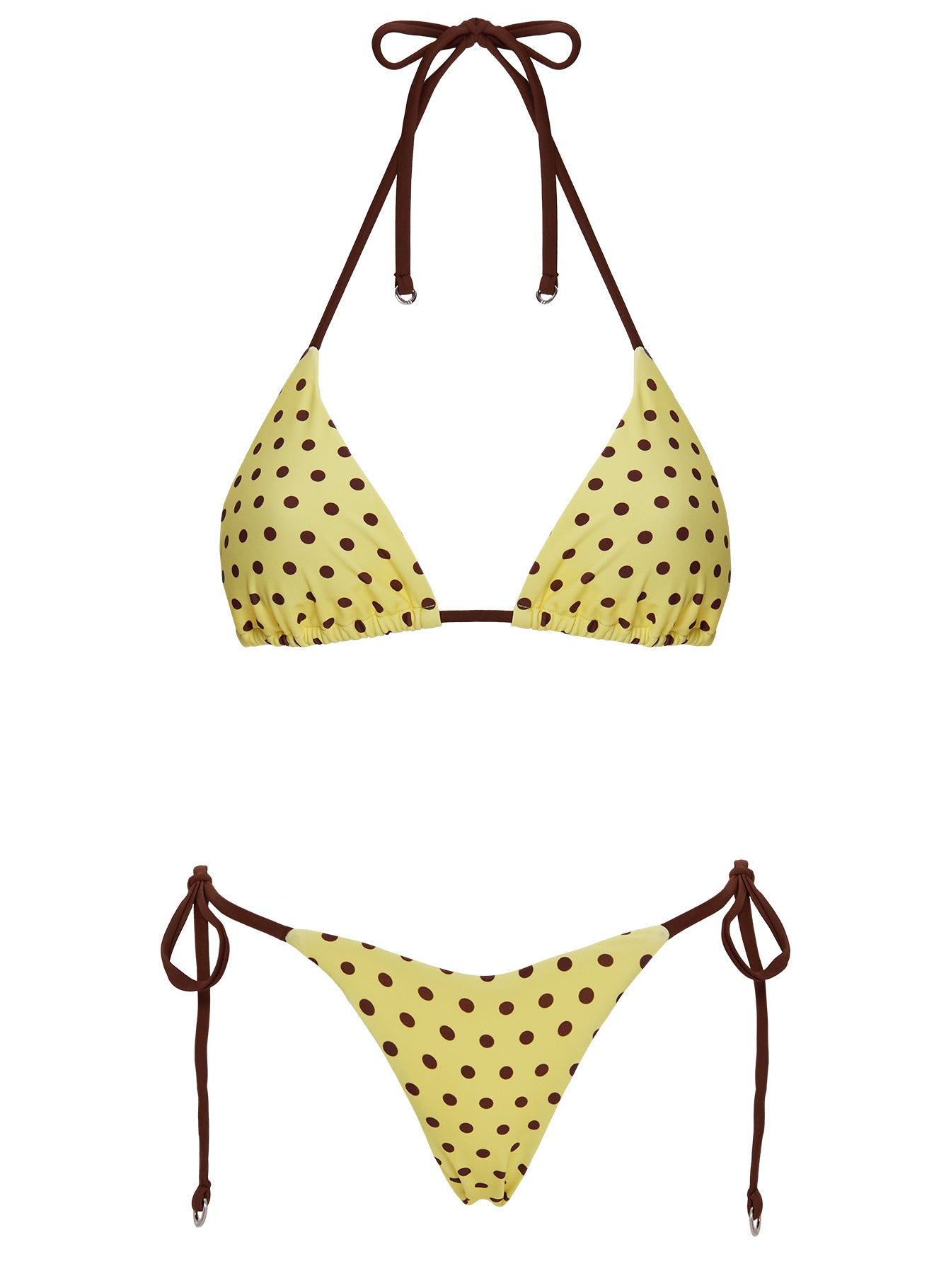 Jenner Triangle Bikini Top Yellow / Polka Dot