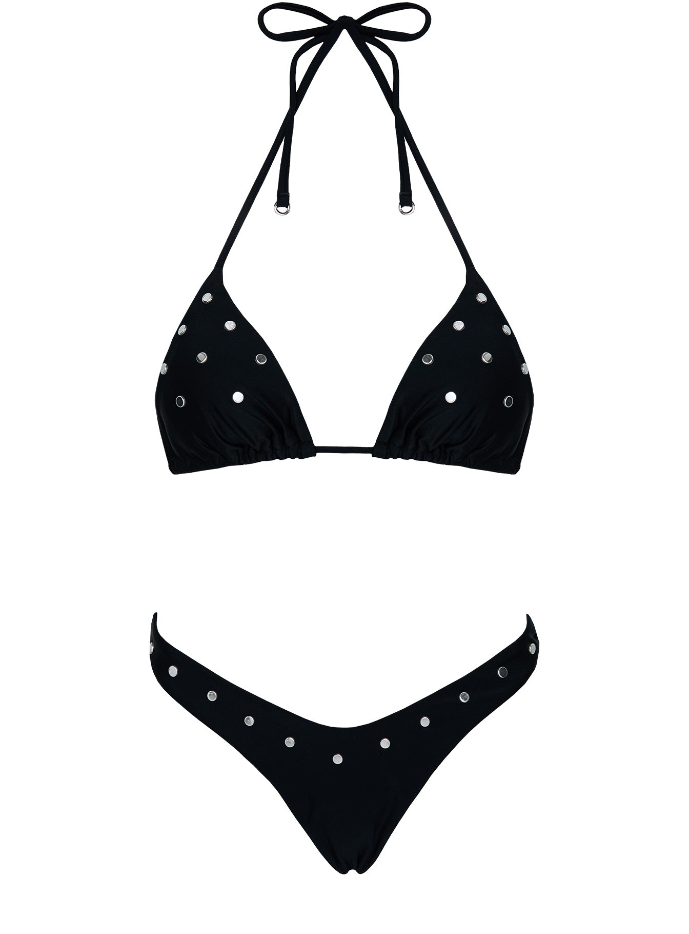 Jenner Triangle Studded Bikini Top Black