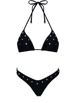 Jenner Triangle Studded Bikini Top Black