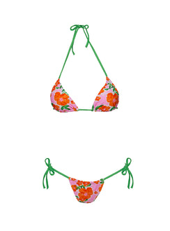Jenner Triangle Bikini Top Green / Pink Floral