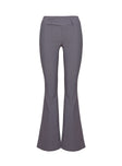 back view of model wearing Princess Polly Kinkirk Flared Pants Grey Mid Rise 