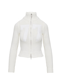 Nylah Zip Up Knit Jacket White