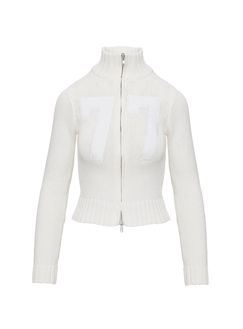 Nylah Zip Up Knit Jacket White