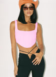 product Princess Polly Sleeveless Square Neck  Kaeshia Rib Bustier Pink Lower Impact