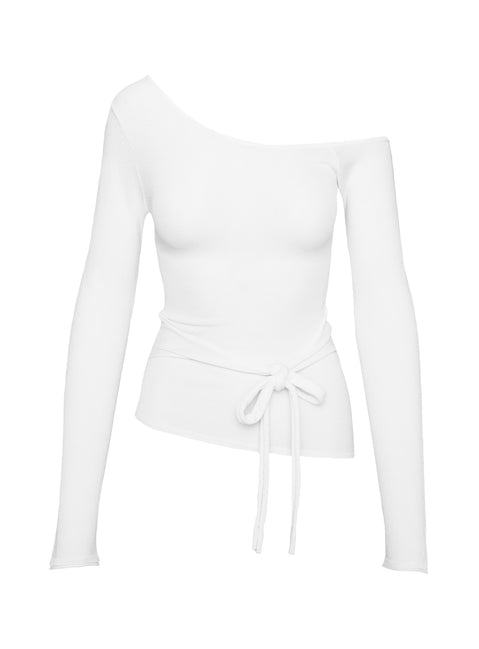 Kastor One Shoulder Long Sleeve Top White